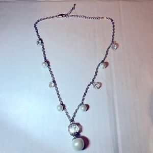 Vintage Park Lane Bridal Necklace, Faux Pearl and Crystals